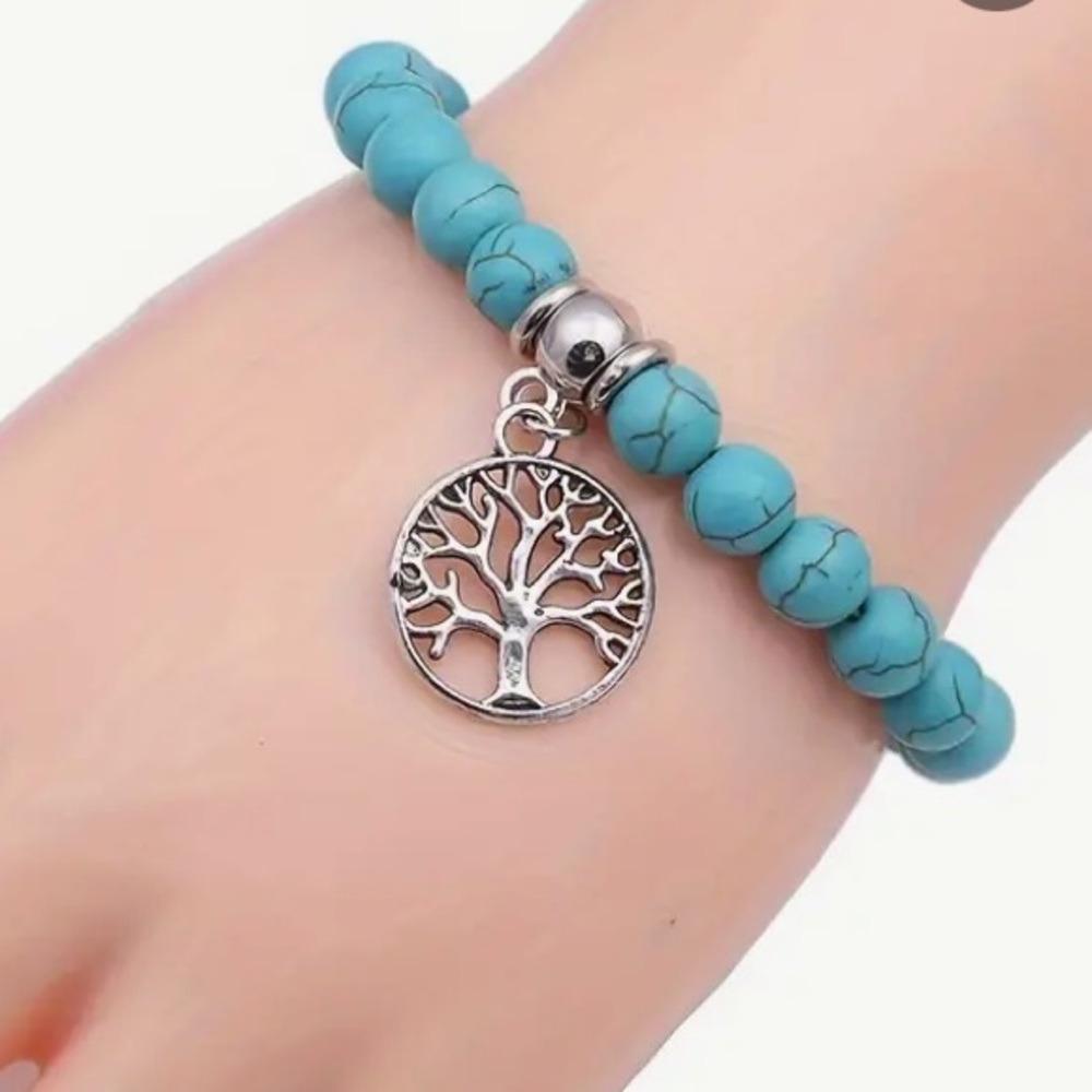 🔥10 for $100🔥 Boho turquoise tree of life pendant beaded bracelet